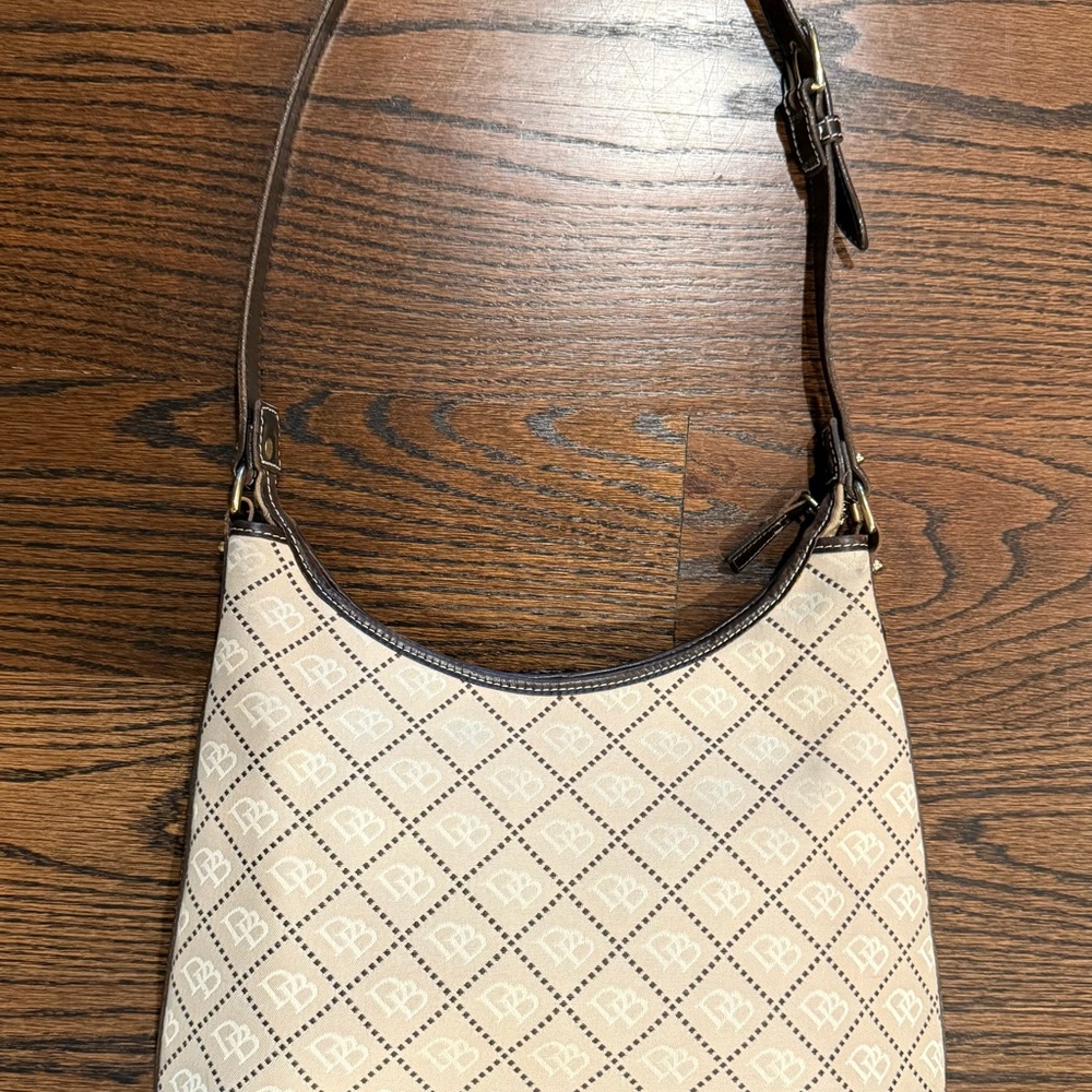 Dooney & Bourke Cream and Brown Shoulder Bag